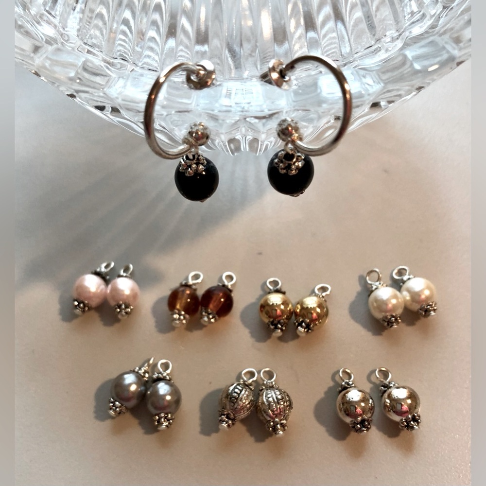 Pierced Hoop Earrings w/8 sets of Colorful Beads